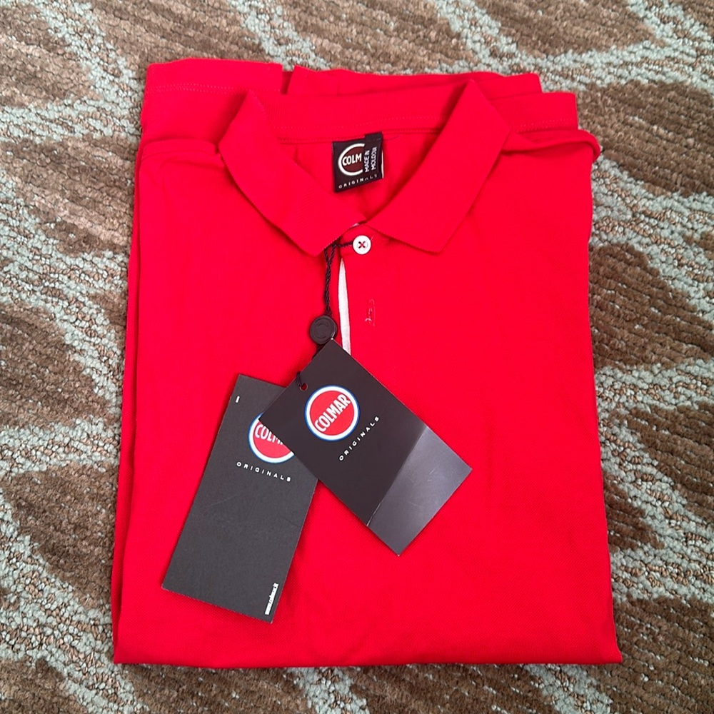 COLMAR BOY RED POLO LOGO SLEEVE SIZE 16y NWT